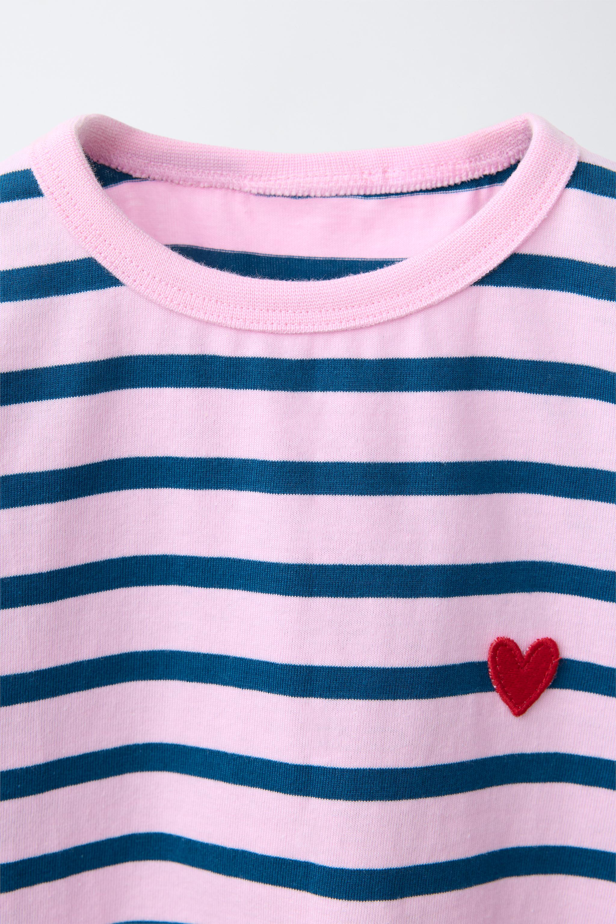 T-SHIRT À RAYURES CŒUR BRODÉ